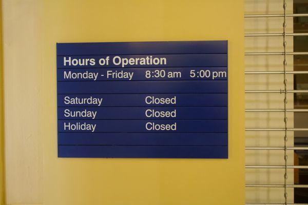 Hours of Operation.