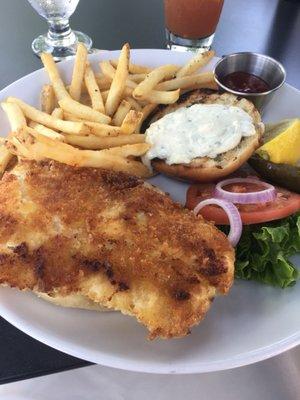 Fried haddock sandwich with homemade tartar sauce!