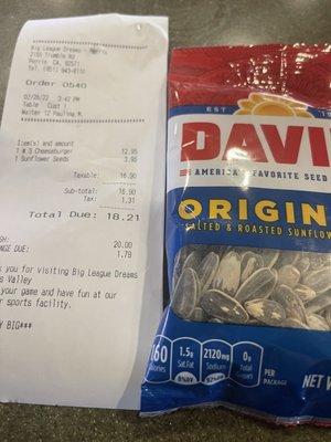 Seeds and receipt.