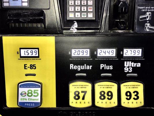 This station has 4 E85 pumps, and the price is usually quite good.