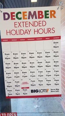 Holiday hours