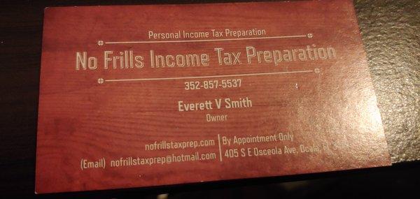 No Frills Tax Preparation