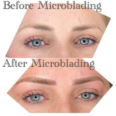 If you are tired of drawing eyebrows on daily,  microblading could be right for you! Microblading of brows before & after!