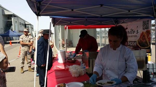 Serving Carne Asada nad Pollo Asado tacos to Marines from Miramar VMM-268