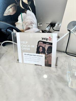 Check in offer through Yelp