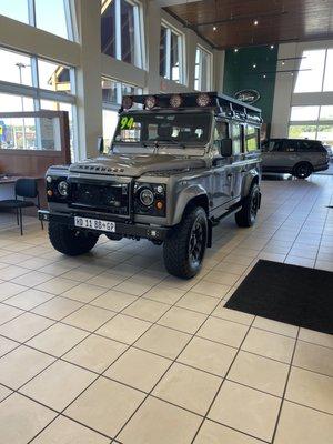 1994 Land Rover defender in the show room