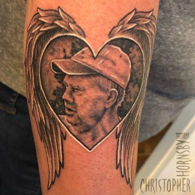 Memorial tattoo for her father By Chris Hornsby