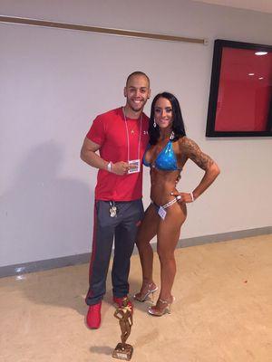 My client taking home first place at her very first show NPC bikini, took home 1st place in her class and over all!