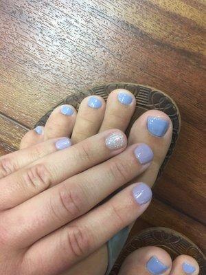 Gel manicure and regular pedicure $50-