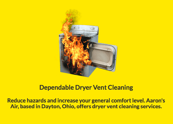 Avoid costly dryer fires have your dryer vent cleaned by aarons-air.com