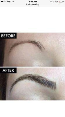 Microblading brows adding shape and creating new look.