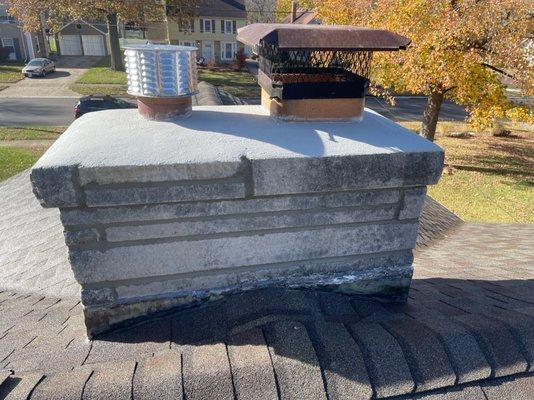 Limestone chimney repair