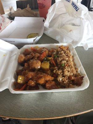 Pineapple chicken and fried rice from Tyrone Square Mall China Max