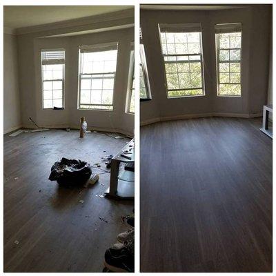 Before & After picture of a Livingroom of a apartment move-out