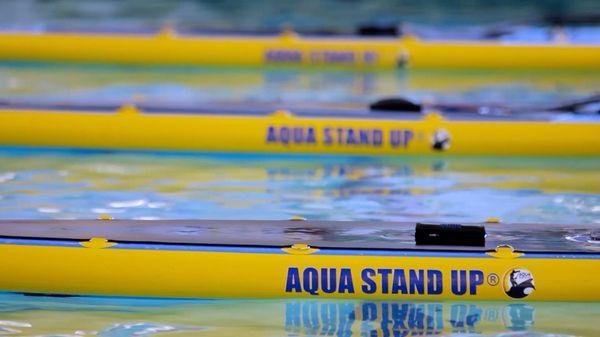 Boards secured in the swimming pool