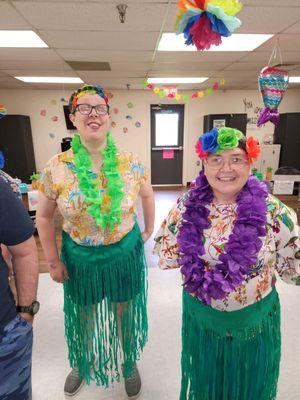 Beth and Ida enjoying the luau