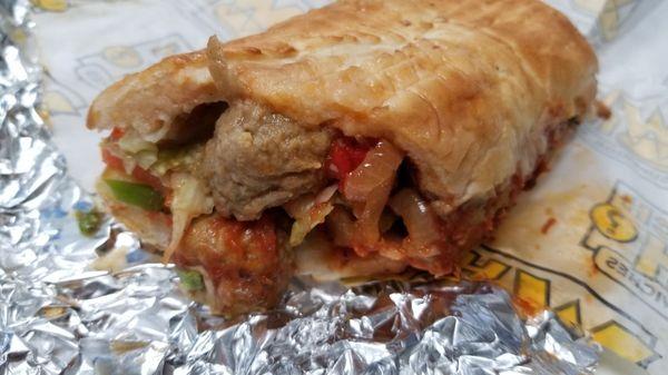 Meatball sub with typical veggies