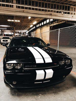 Dodge Challenger white vinyl stripes