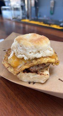 Sausage, egg and cheese biscuit (all local)