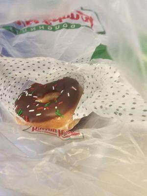 Chocolate frosted donut for the holiday