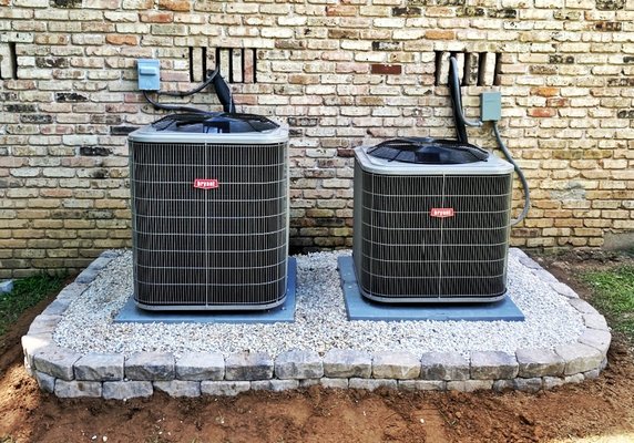 Condenser coils installed with stone platform