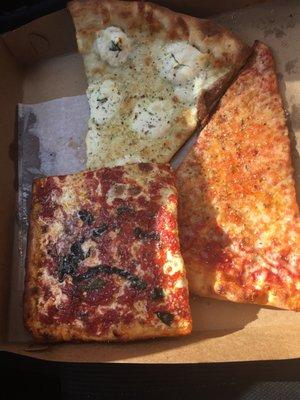 Wonderful assortment of delicious pizza today.