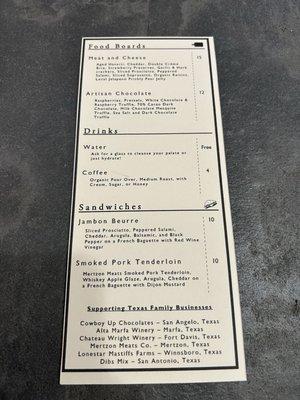 Food menu