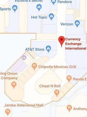 Location of Currency Exchange International