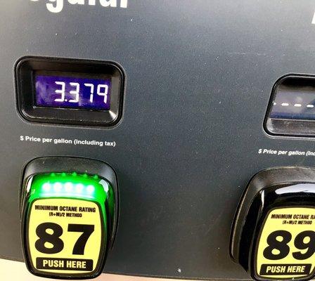 10/17/2018:  $3.37 per gallon for regular gas is the least expensive gas station for the entire Sac/Placer/El Dorado Counties' gas stations!