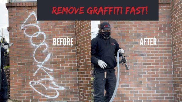 Cleaning up Graffiti fast, in minutes! Before and After