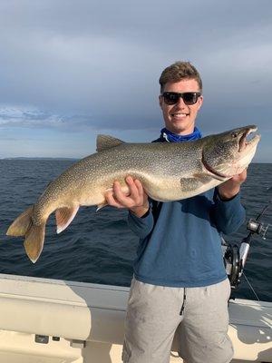 Large Lake Trout are common on fishing charters out of Leland, MI.