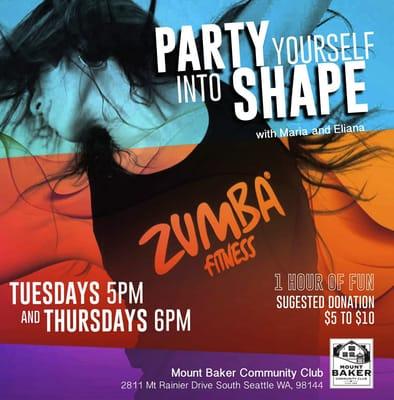 Come join the Fitness party at Mt. Baker Community Center.  Tuesdays at 5pm and Thursdays at 6pm.  Everyone welcome!