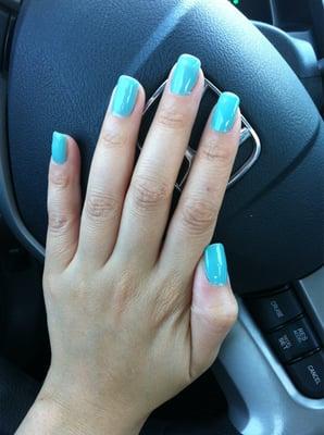 Light blue gel nails by Susan!