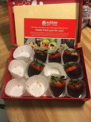 Chocolate covered strawberries from edible gifts.