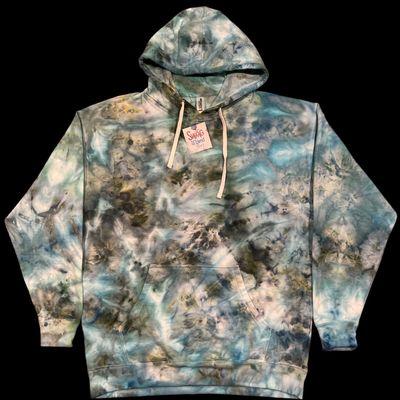 Ice-dyed hoodie.