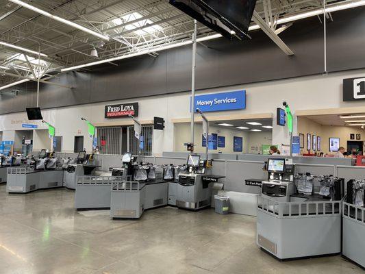 This WalMart has updated to ALL self checkout stations! Spacious area for your cart and bagged items until your transaction is complete.