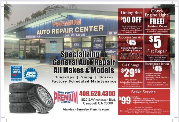 Oil and filter change $29.95 Buy for tires mount and balance free