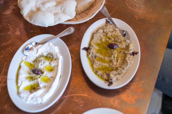 Labna ($6.50) and Babaghannough ($6.50) - best of the appetizers