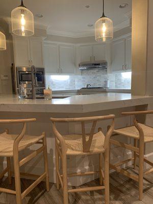 Replaced granite countertops and cabinet hardware