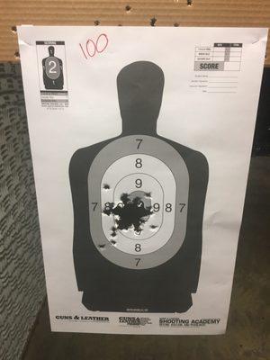 Shooting test after conceal carry permit class great score of 100