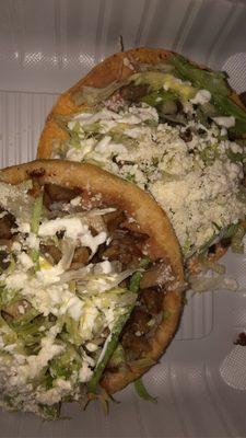 Carnitas Sope and Steak Tostada