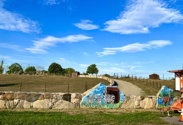 Animal artwork on outside wall