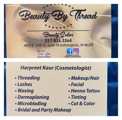 Business card info