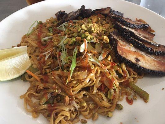 Thai noodles and pork Belly