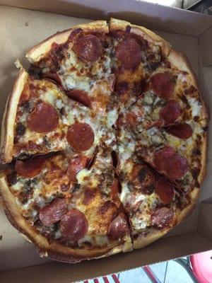 sausage and pepperoni pizza