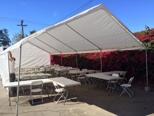 20x30 tent with tables and chairs