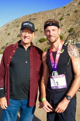 Mayor of Malibu Lou Lamonte next to Formula 1 World Champion Jenson Button.