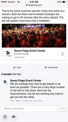 844 pm they admit on Facebook they still haven't let everyone in.