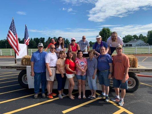 Water handouts at Yorkville's July 4th Parade.