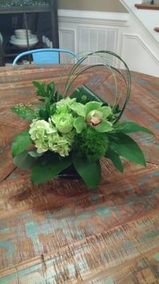 We made a beautiful arrangement of green for St Patty's Day.